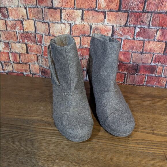 TOMS Desert Wedge Women's Dark Gray Wedge Boots Zip  Size 8 - Picture 5 of 8